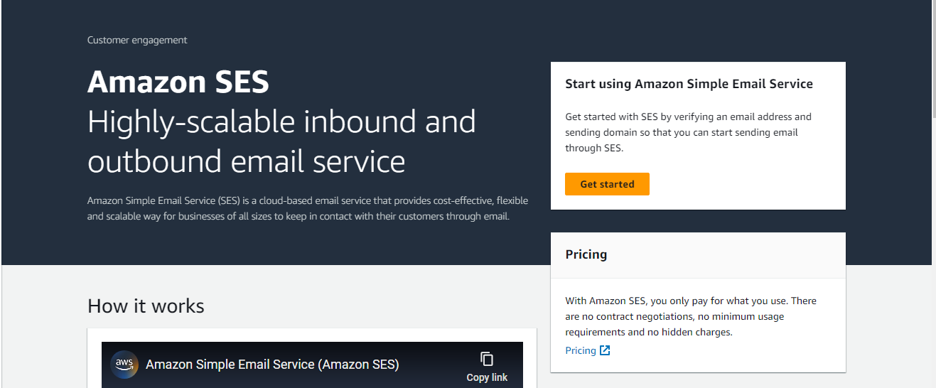 aws ses dashboard