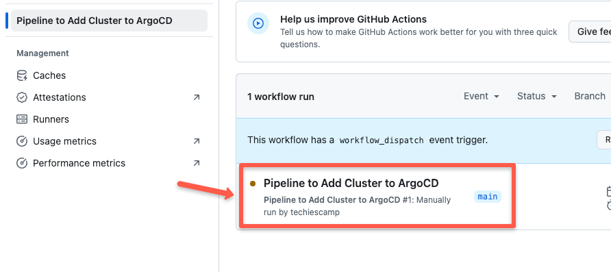 workflow starts running