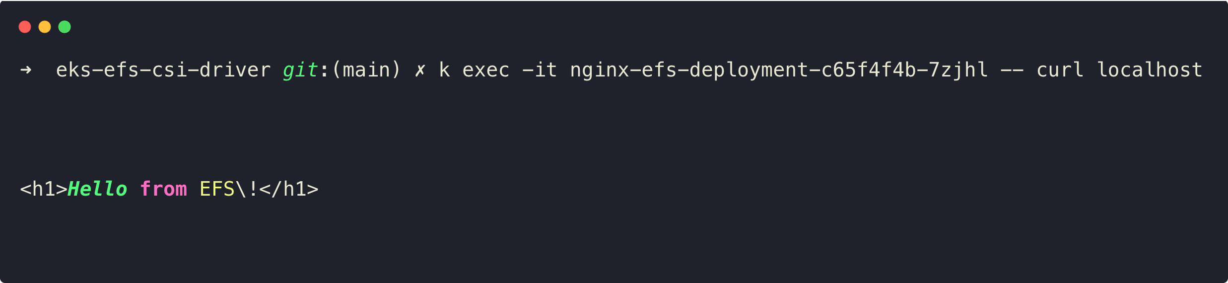 the same output of the each pod by the efs volume