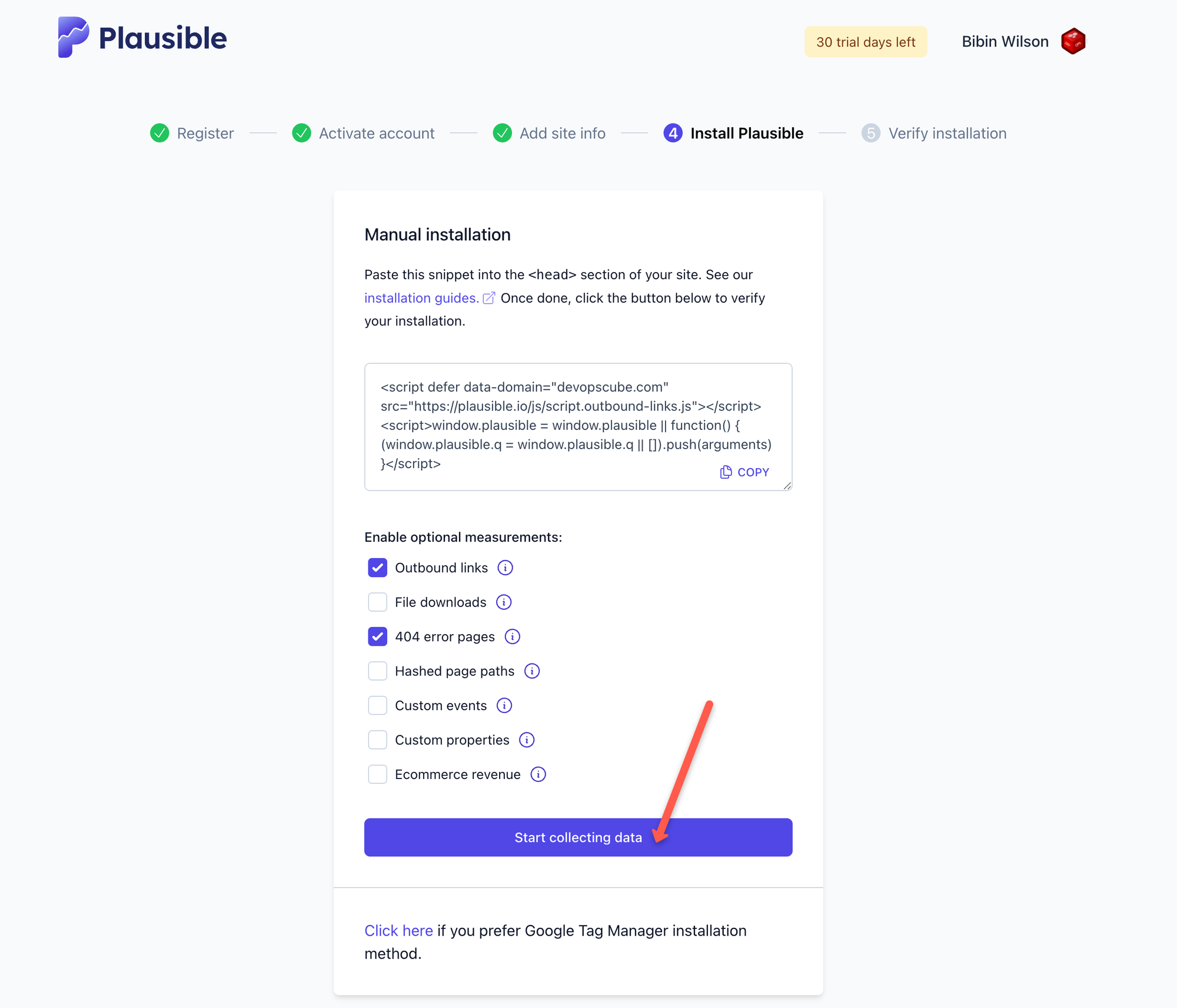 verifying plausible analytics in ghost