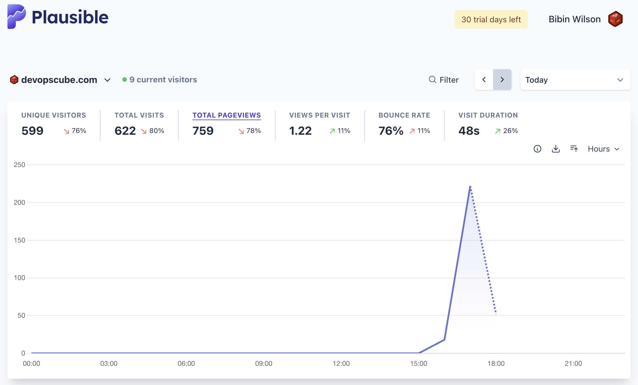 plausible ghost website analytics data