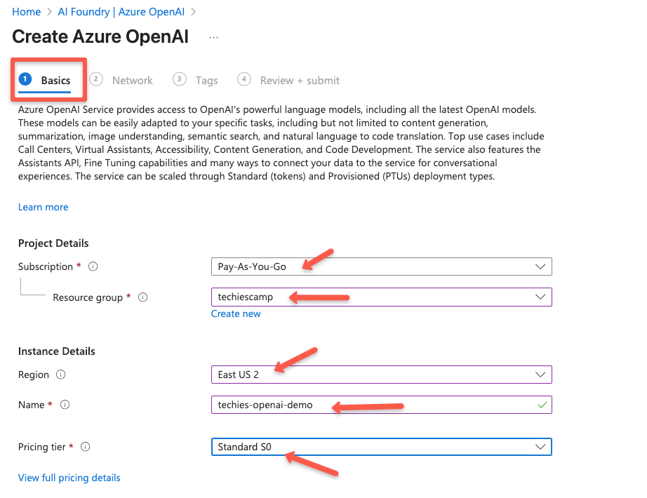 Azure openai basics configuration