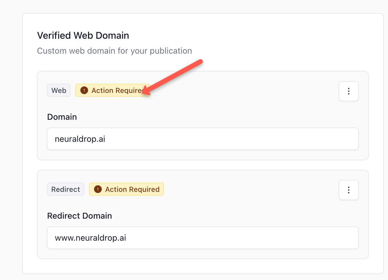 Click the action required button