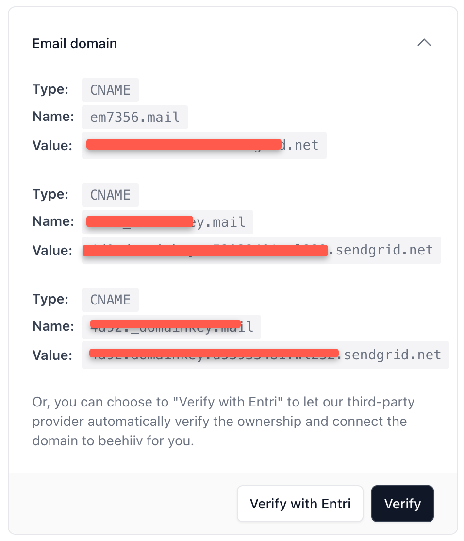Verify the email automatically with Entri