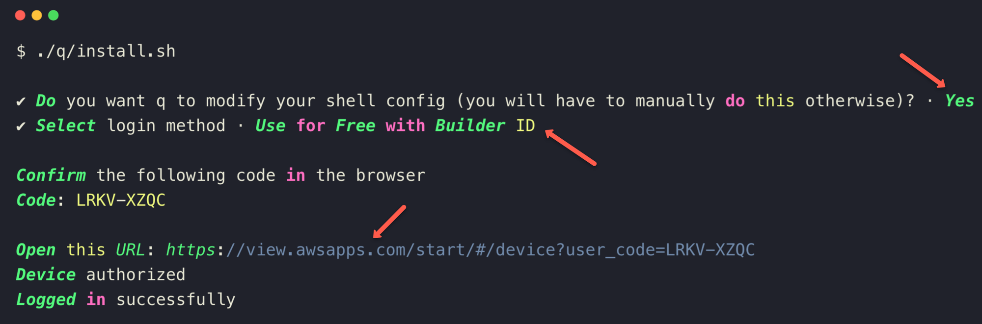 the amazon q cli installation and authentication