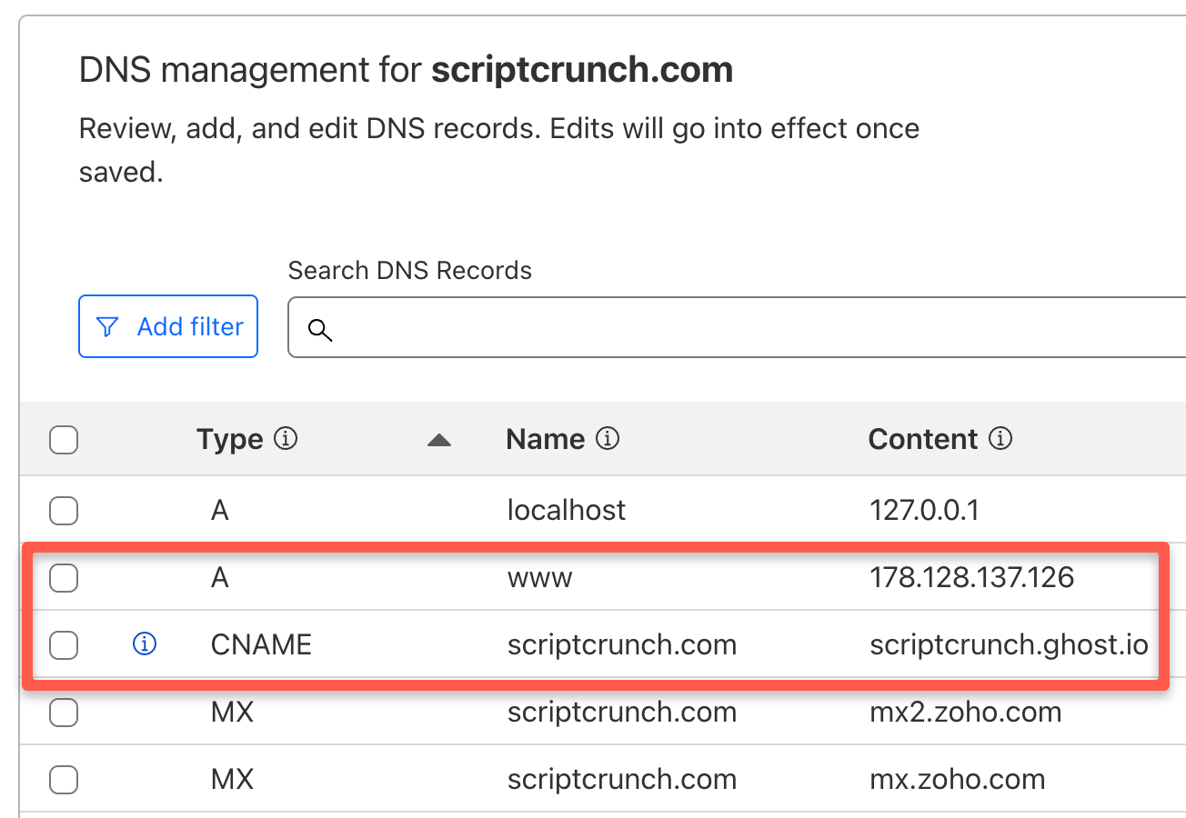 Ghost DNS records for migration