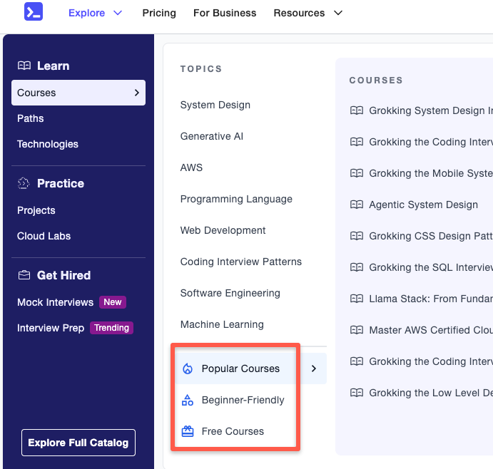 courses available in educative