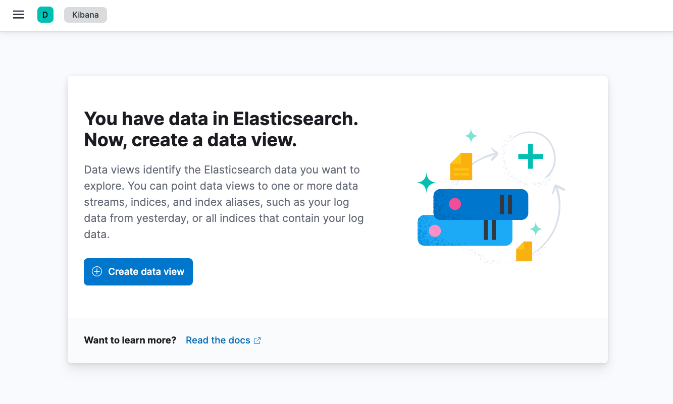 The front page of the Kibana dashboard.