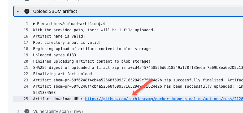 Downloading the SBOM report