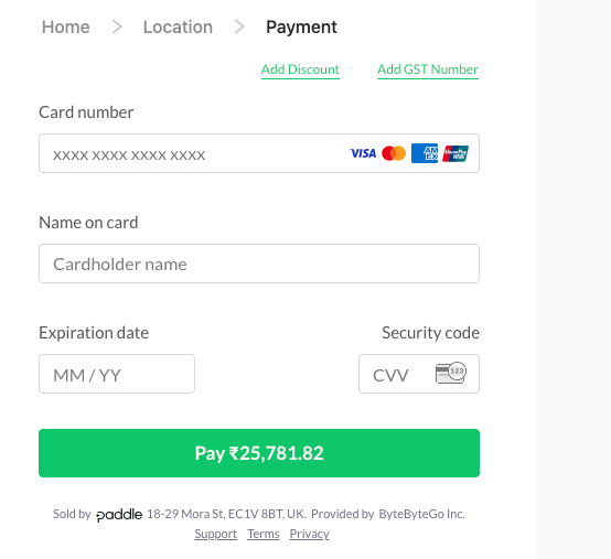 User need to ente the credit card details