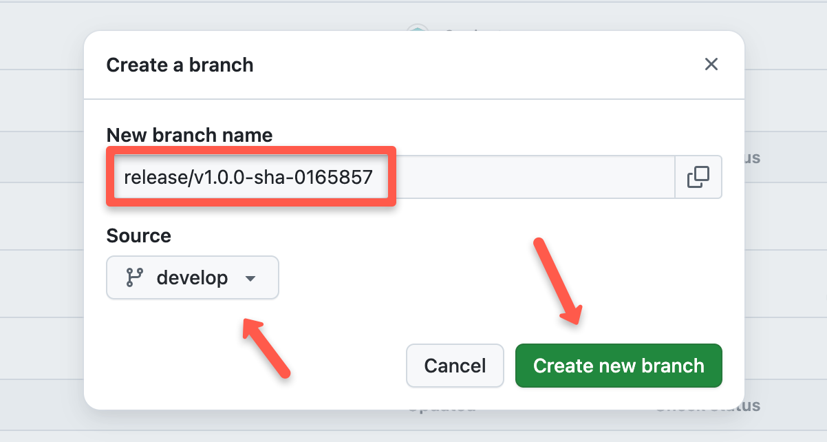 create a release brach from develop