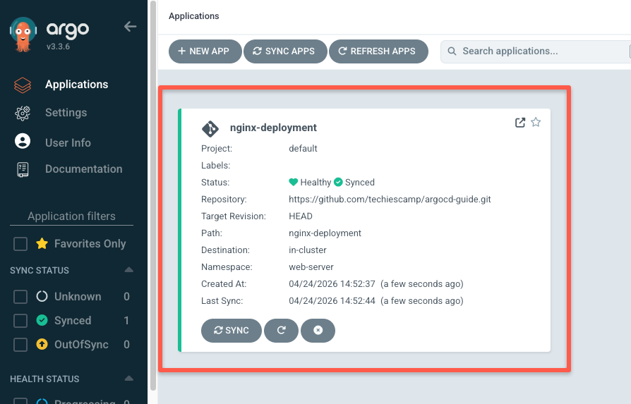 application deploy using argocd