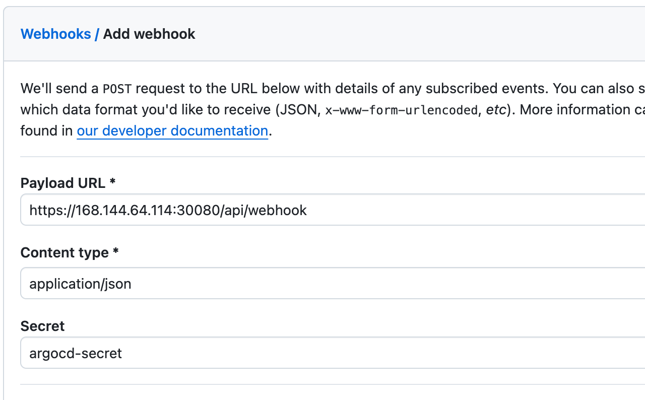 configure webhook for argocd