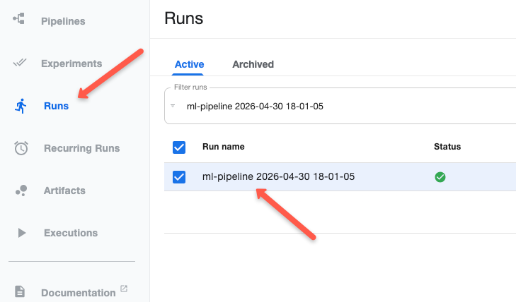 new run is triggered in kubeflow pipeline