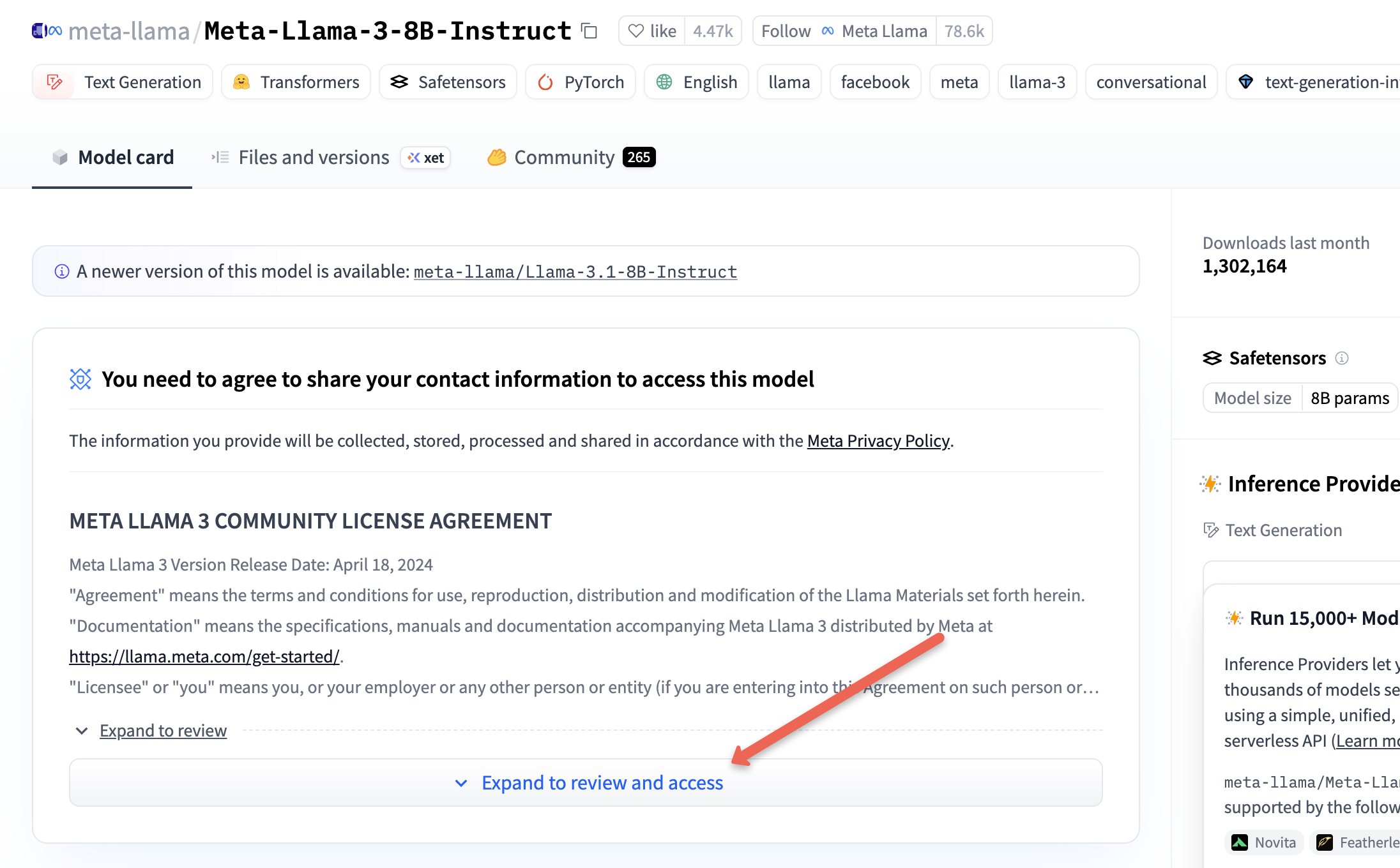 Request Access to Llama model on HuggingFace
