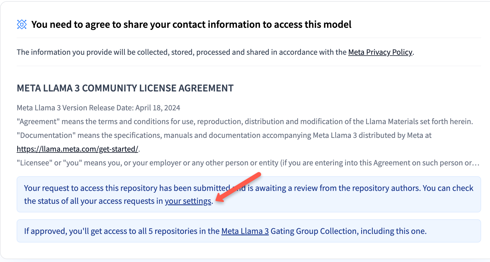 Request Access to Llama model on HuggingFace