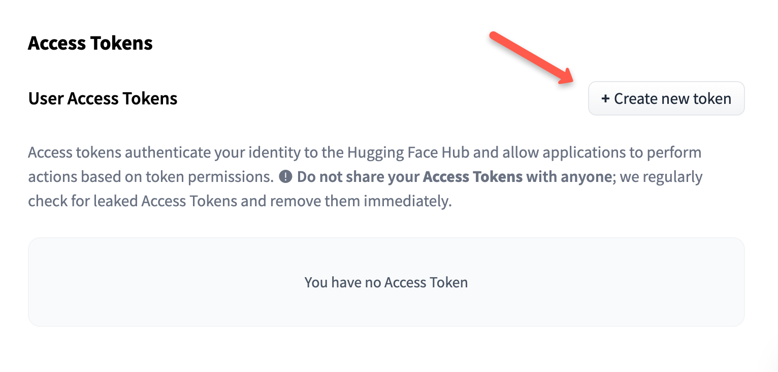 creating huggingface access token