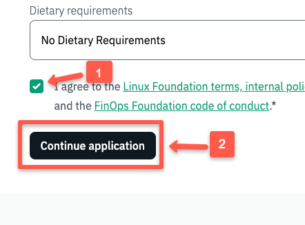 put a tick mark and click the Continue Application button