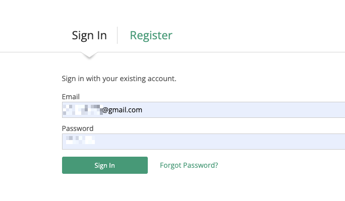 user want to create a account or login using existing credentials