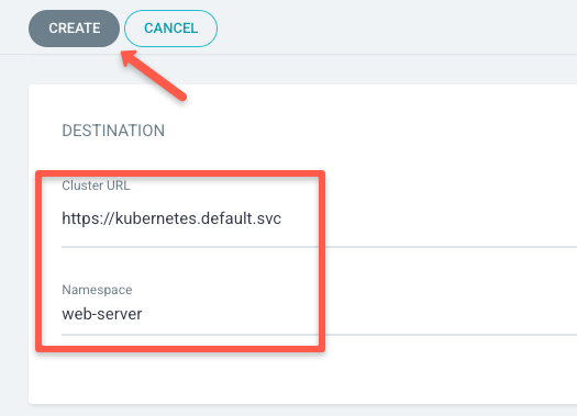 create an application in argocd