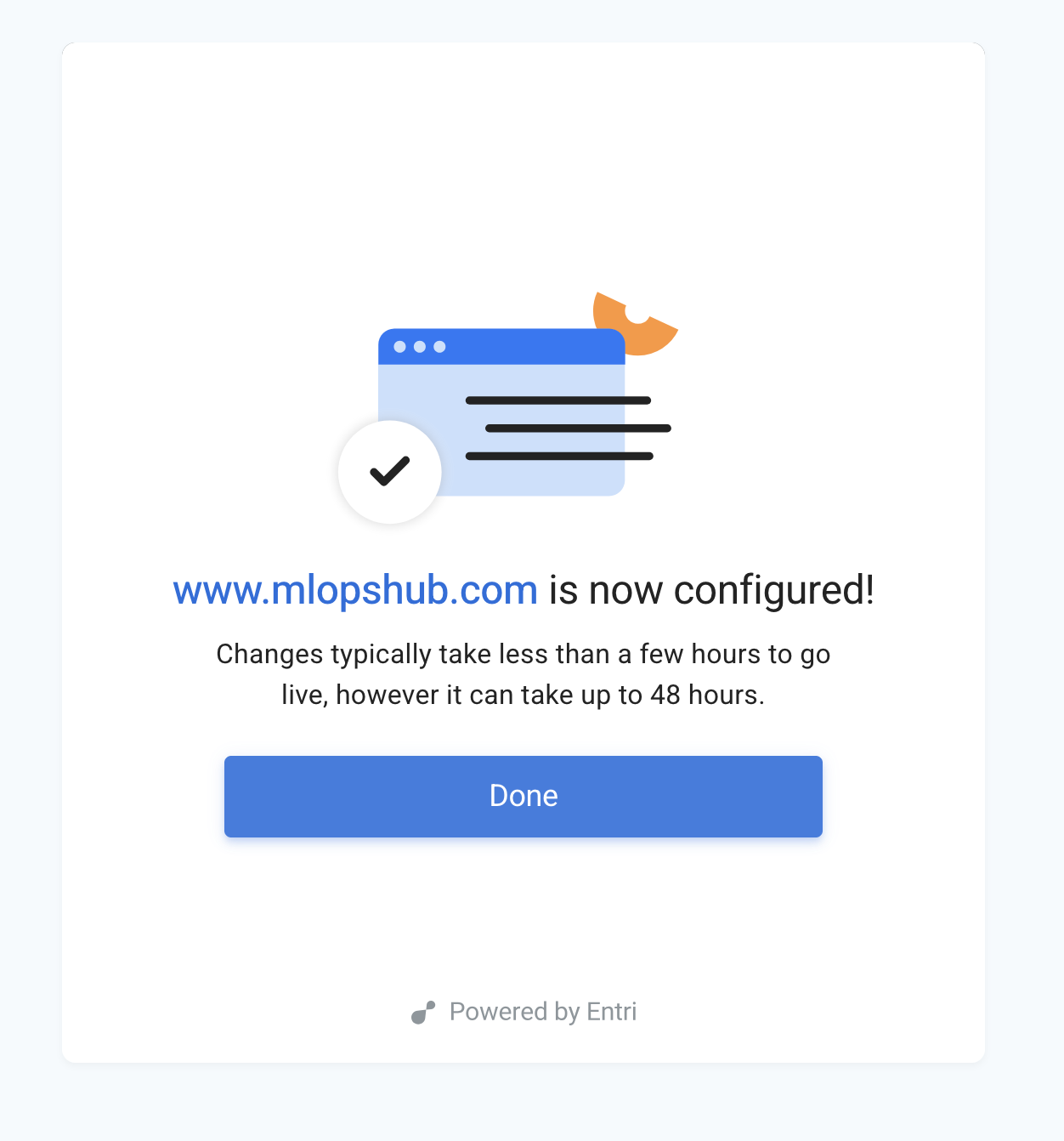The mlopshub domain is authorized