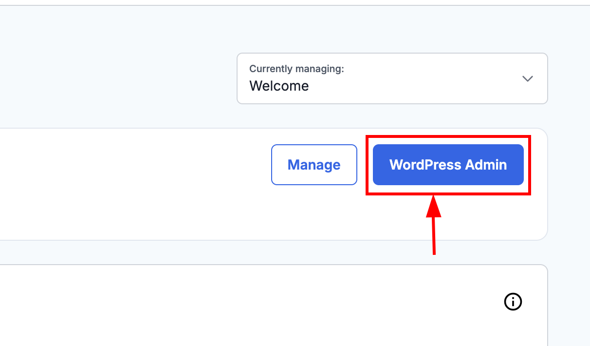 Click the WordPress admin