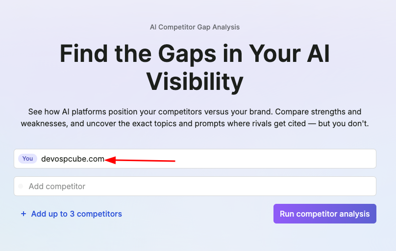 enter the domain to do competitor analysis