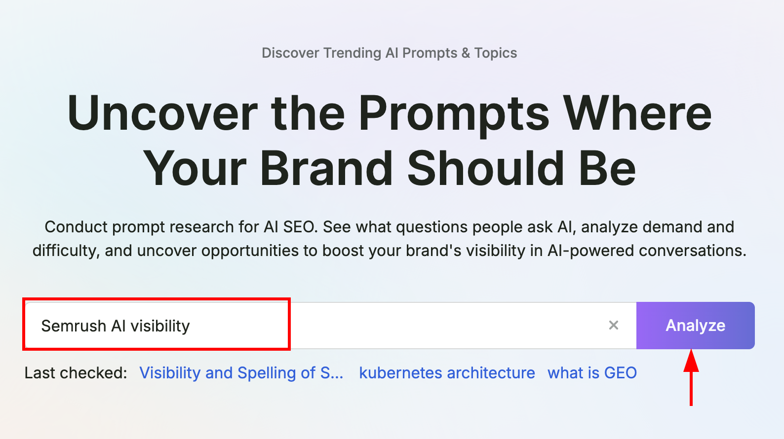 Type the keyword and click Analyze