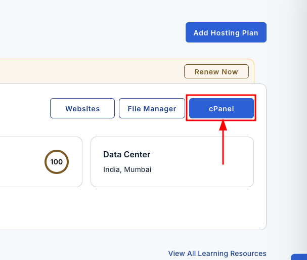 Click the cPanel button