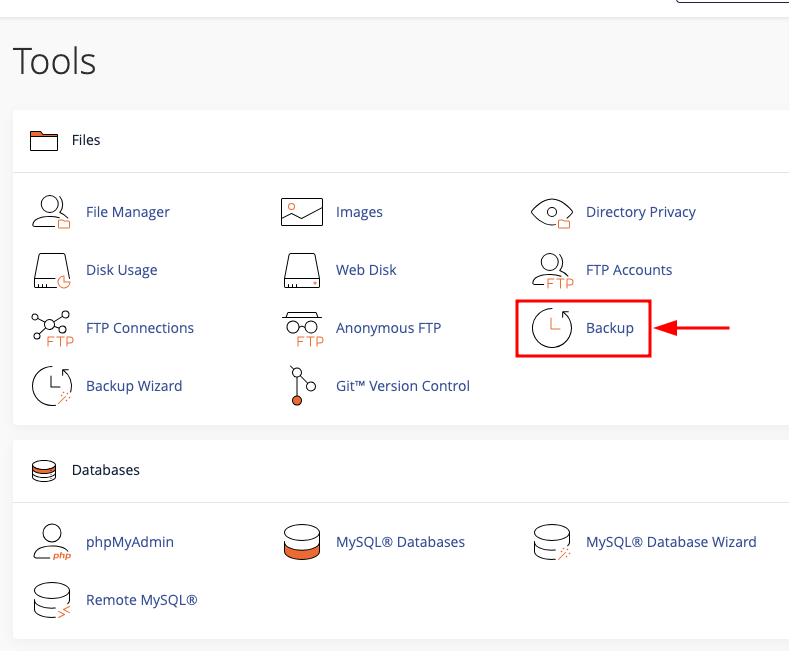 This is a cPanel of Bluehost. Where there are many tools available. In that click the Backup option