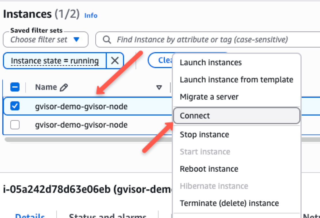 connect to node using session manager