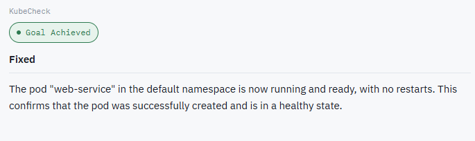 successful output from kubernetes troubleshooting agent