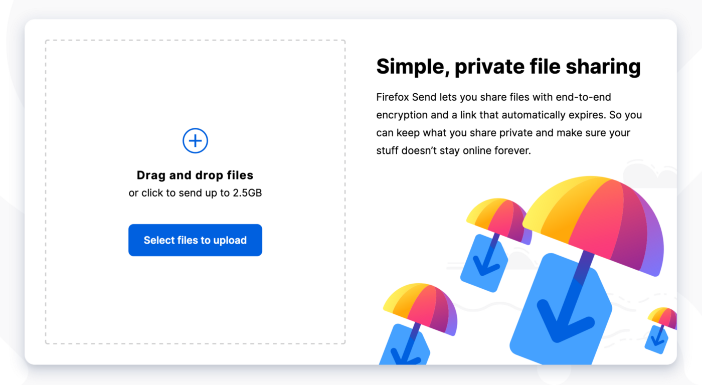 The ‘Drag and drop files’ window.