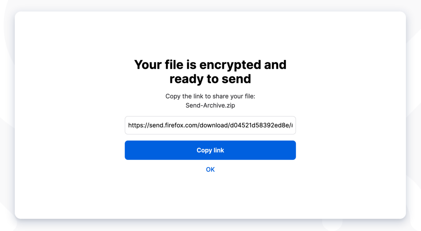 The Copy link window.