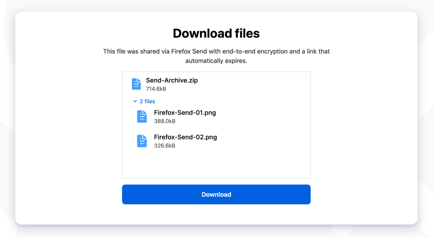 The Download files window.