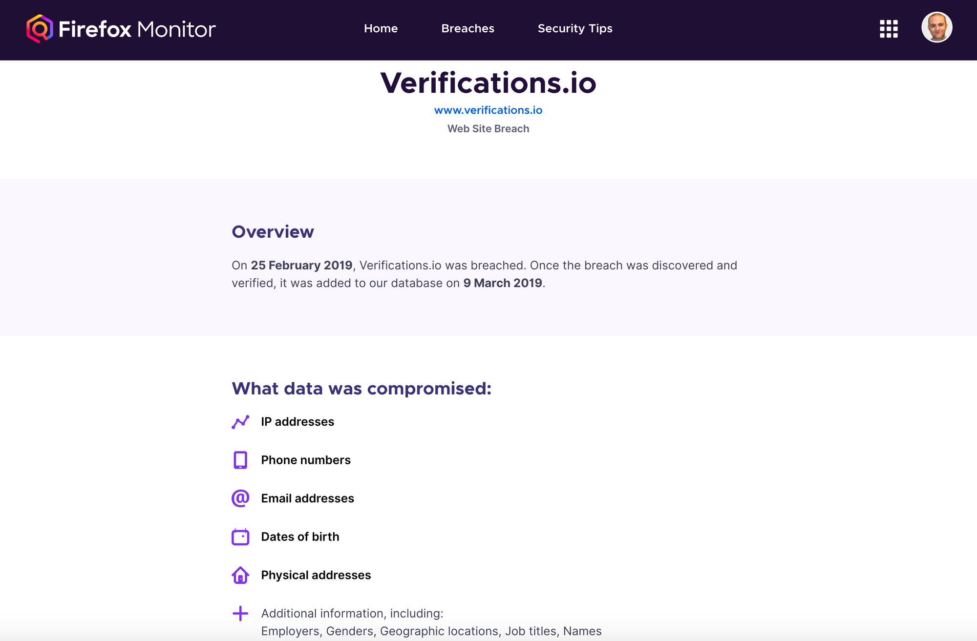 A detailed breach report.