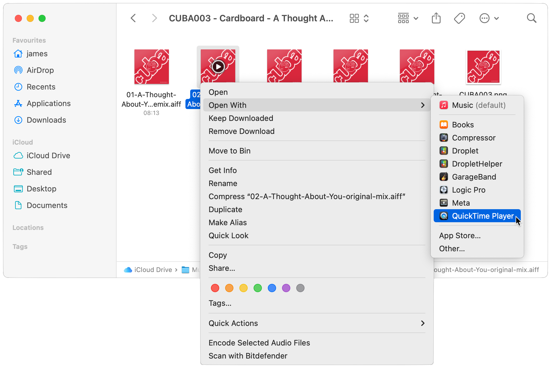 The Open With option from the menu.