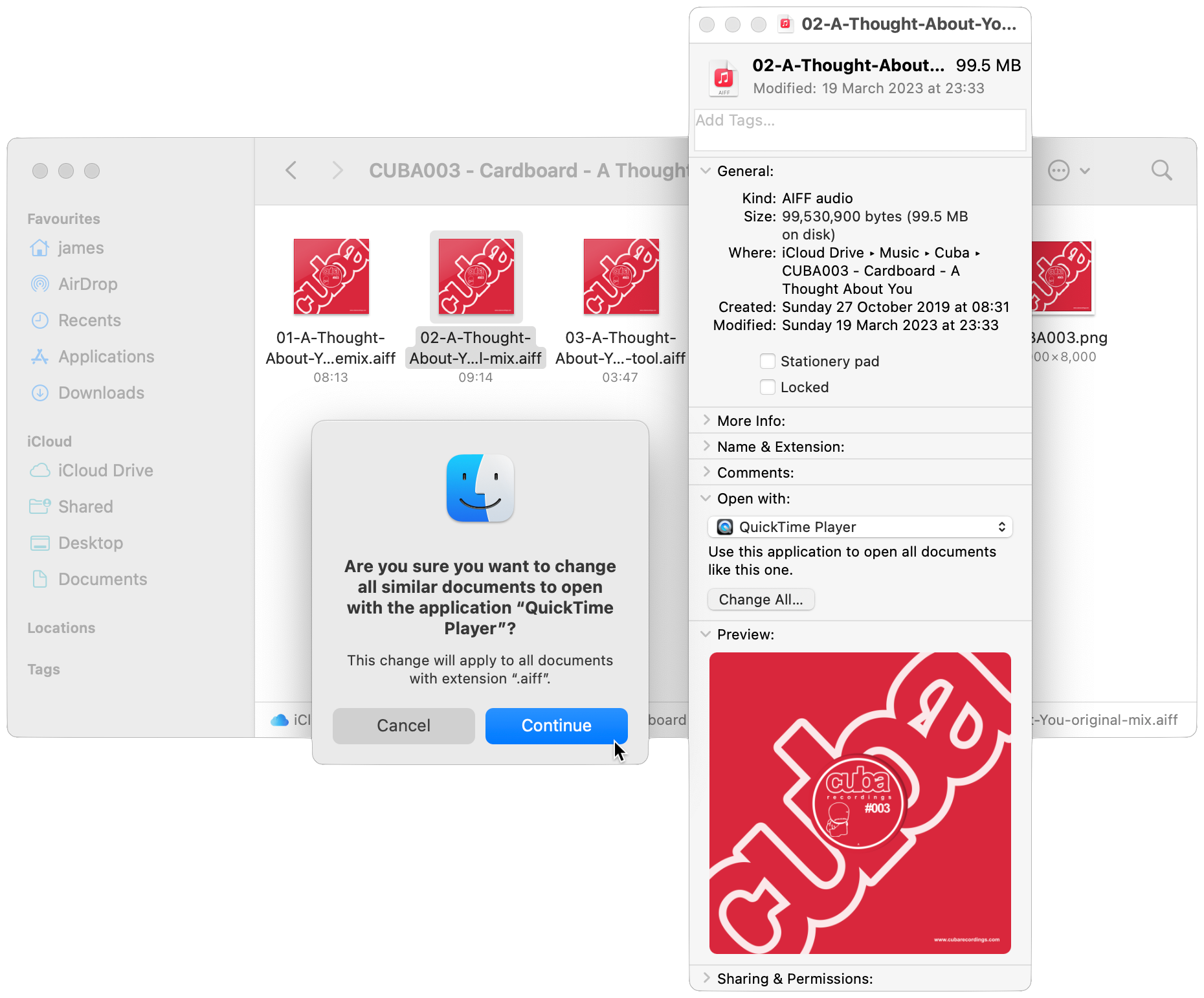 A files contextual menu with options to Open with: and Change All...