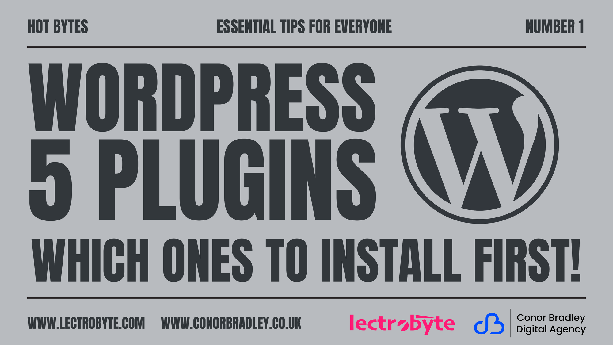 HOT BYTE NUMBER 1 WordPress: 5 Plugins artwork. The WordPress Logo is a trademark of the WordPress Foundation.