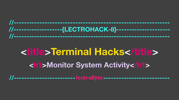 LECTROHACK #8 Terminal Hacks: Monitor System Activity artwork.