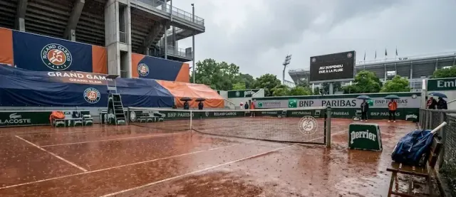 Clay Court of Roland Garros under the rain