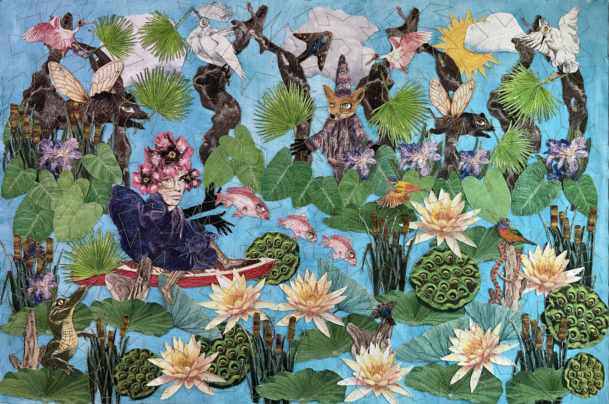 A painting by Nonney Oddlokken featuring flora of the Louisiana swamps and bayous