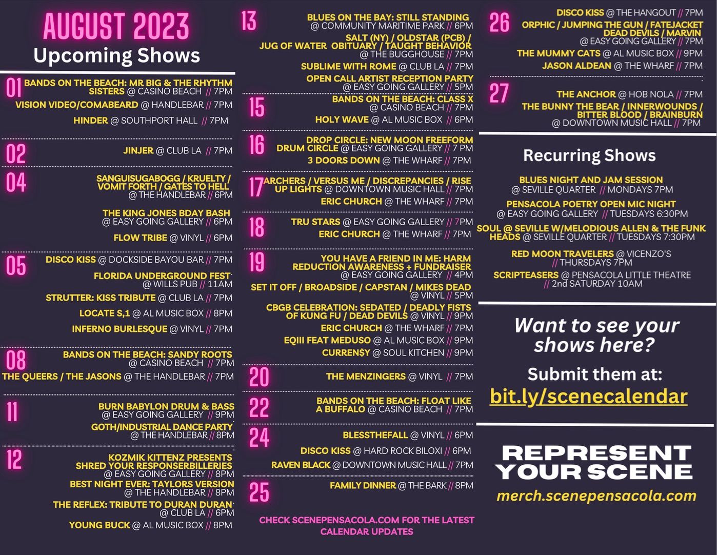 The August 2023 Show Calendar