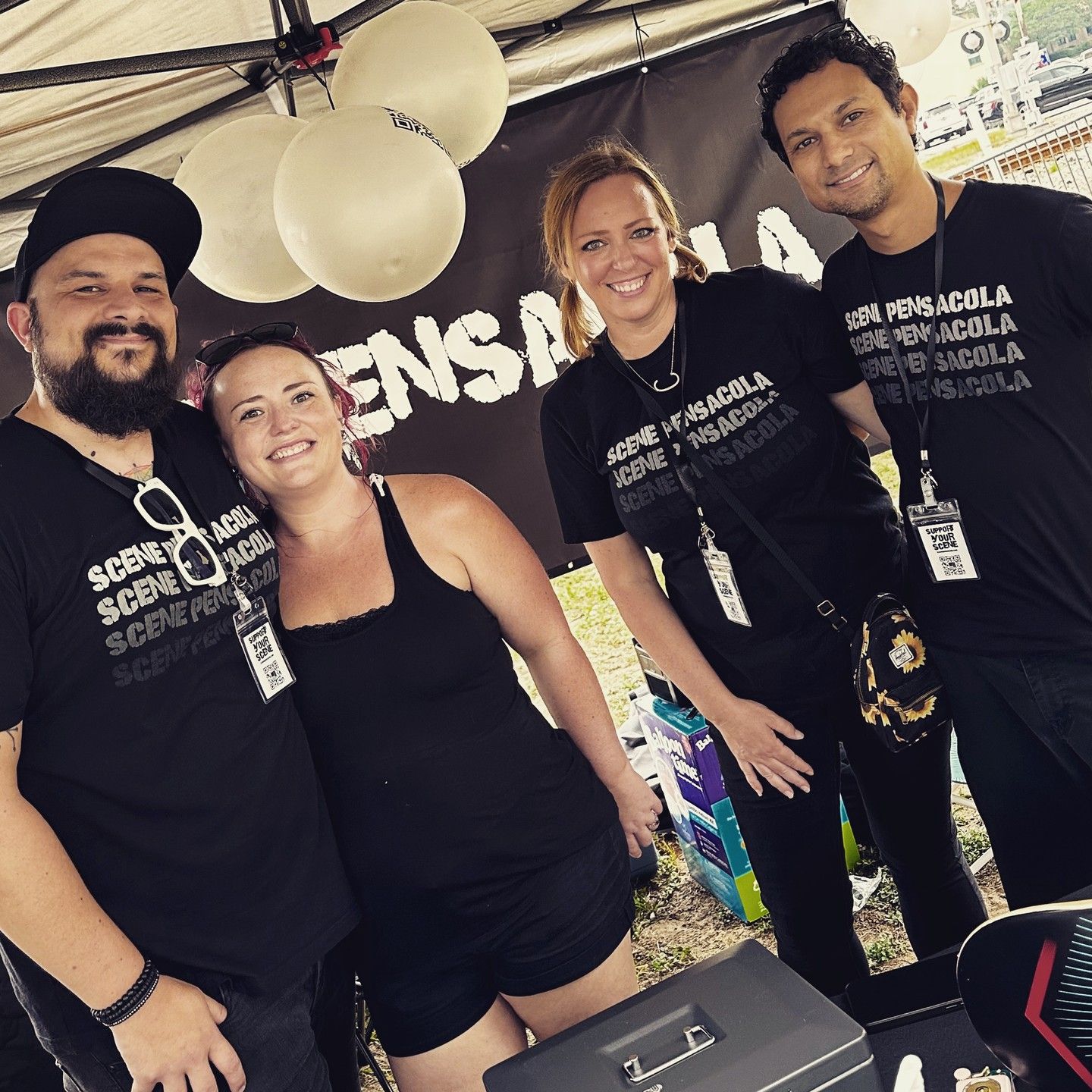 Moth, Moth, Caitlin, Charlotte, and Andy of Scene Pensacola at the Blake Doyle Skate Park grand opening