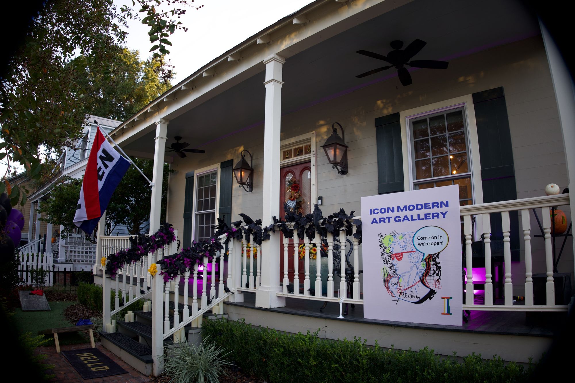 Exterior shot of ICON Modern Art Gallery at 213 S Alcaniz St. 