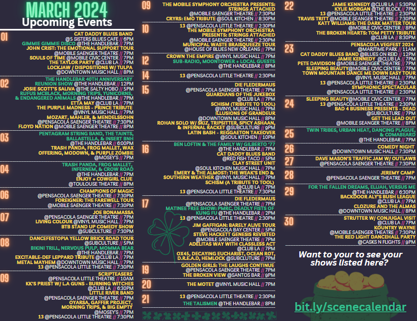 The inside of the March 2024 Show Calendar