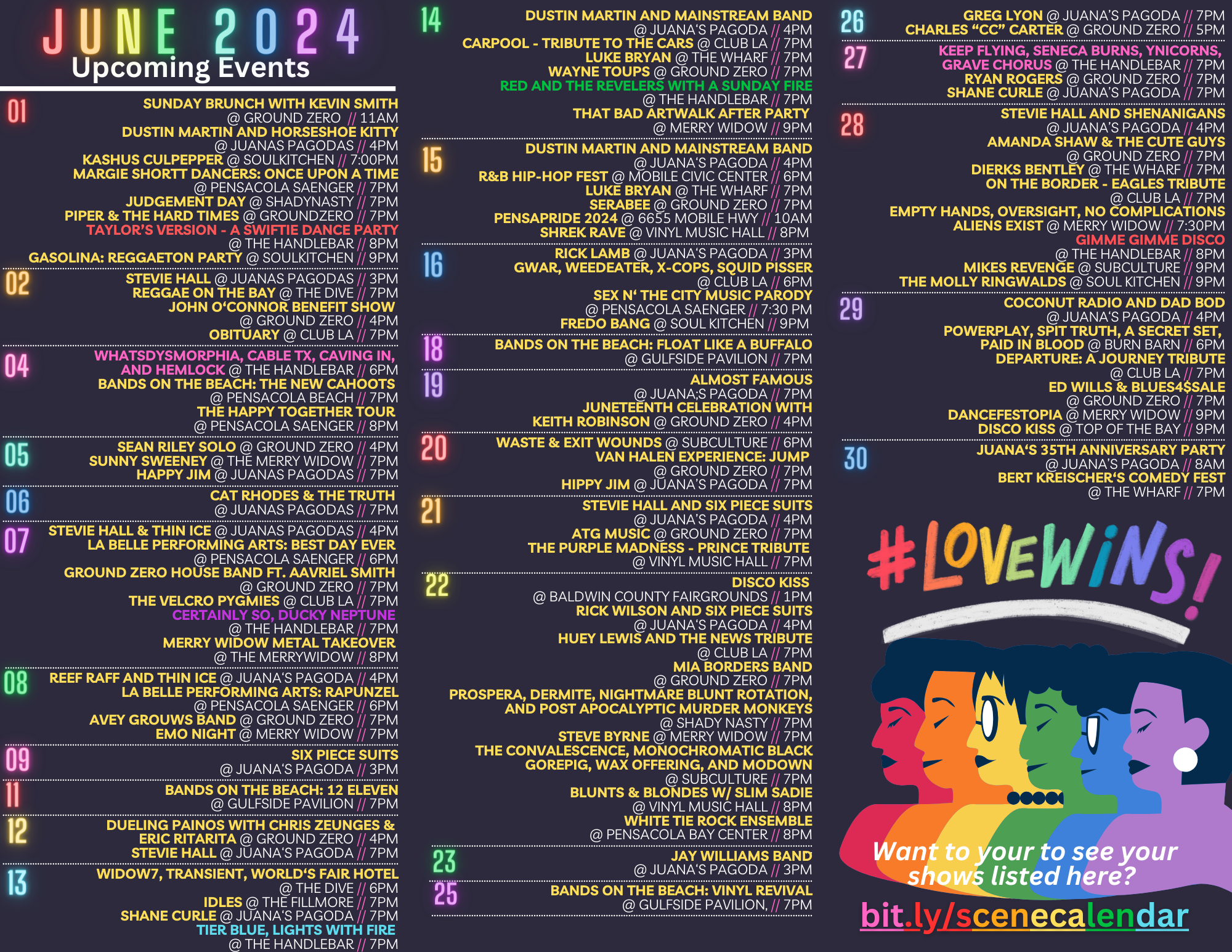 The inside of the June 2024 Show Calendar