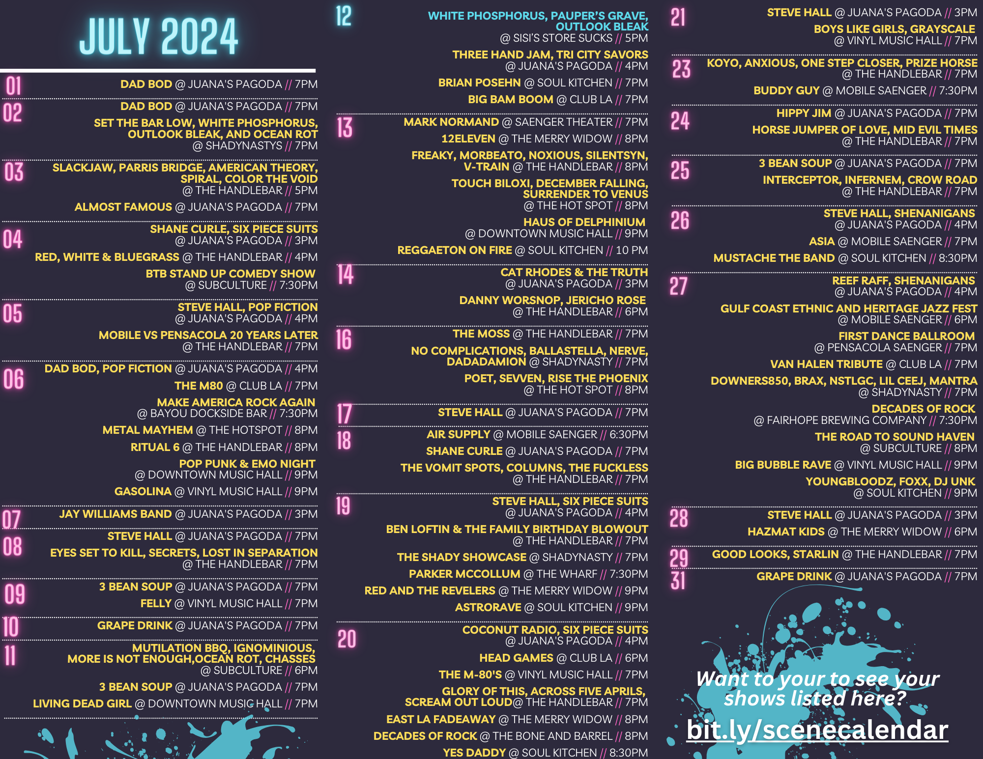 Inside the July Show Calendar