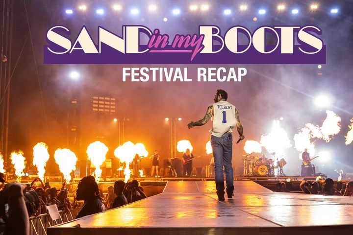 Post Malone onstage at Sand In My Boots Fest 2025.