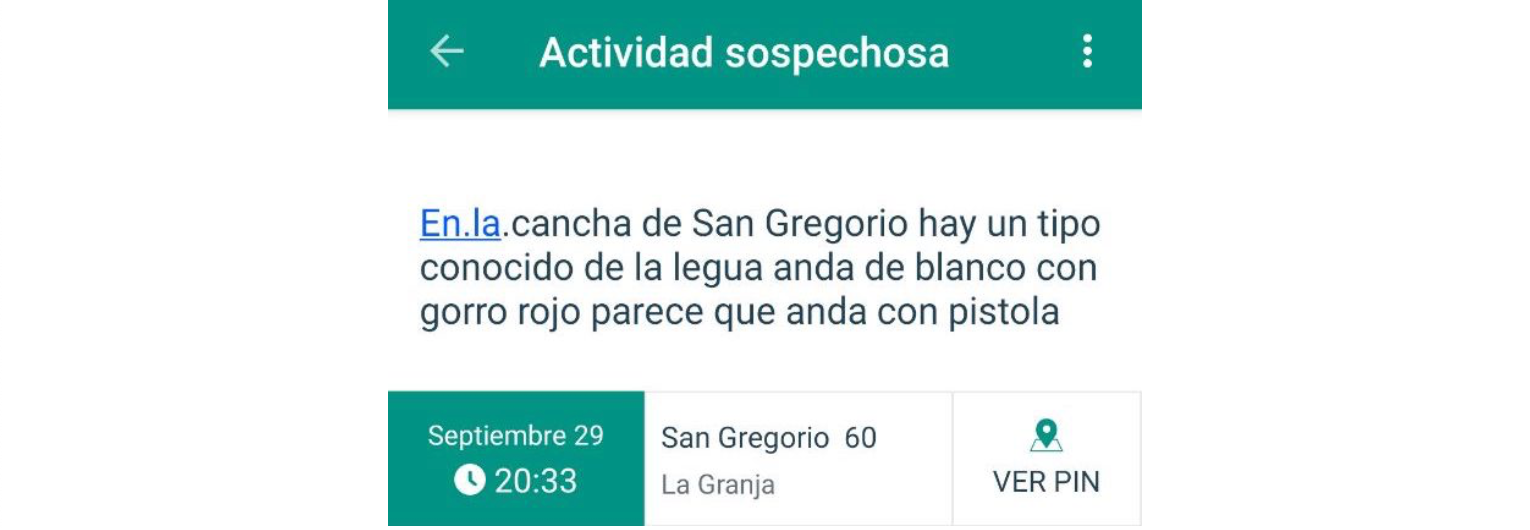 Reporte SOSAFE que permitió la captura del narcotraficante